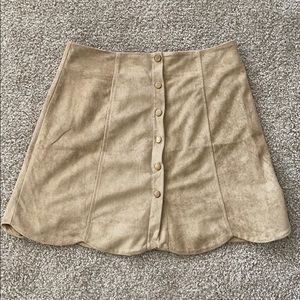 Blue Rain Velvet Tan Scallop Skirt